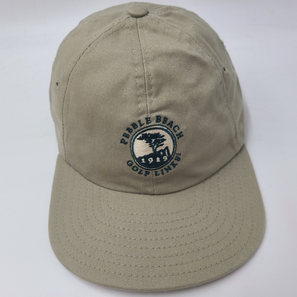 Vintage Pebble Beach Golf Links Hat Fitted 7 3/8 New Era Beige Green Low Profile